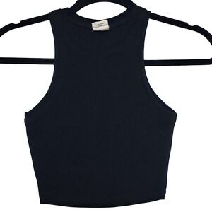 Destined Tank Top Women XS Black‎ Ribbed Cropped Athletic Layer Workout Leisure